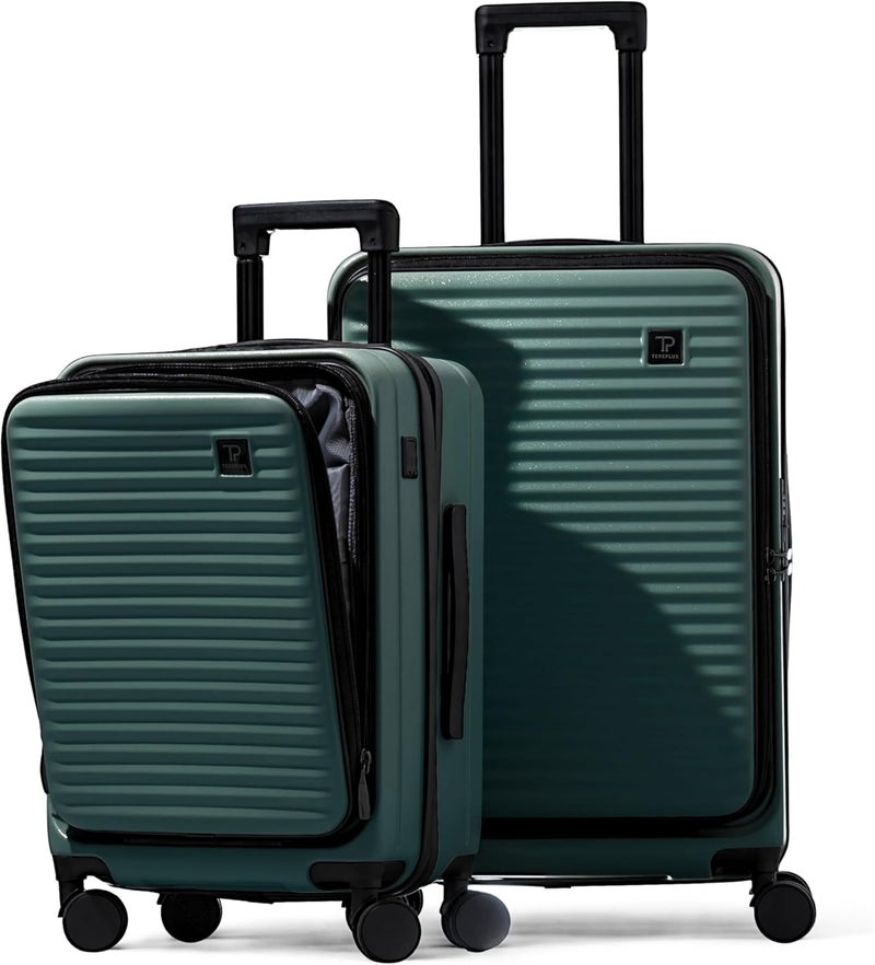 TEREPLUS® 20/24in Luggage Set with Laptop Compartment and USB Port - Dark Green - Image 1
